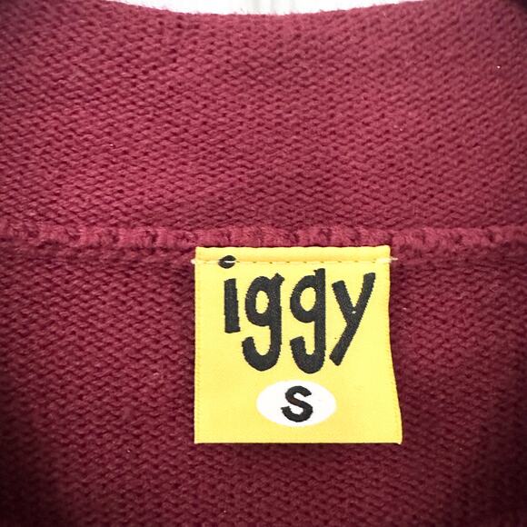 Iggy Cotton Jacquard Raglan Roll Top Knit Sweater Red Blue Checkered Small Men - Picture 8 of 11